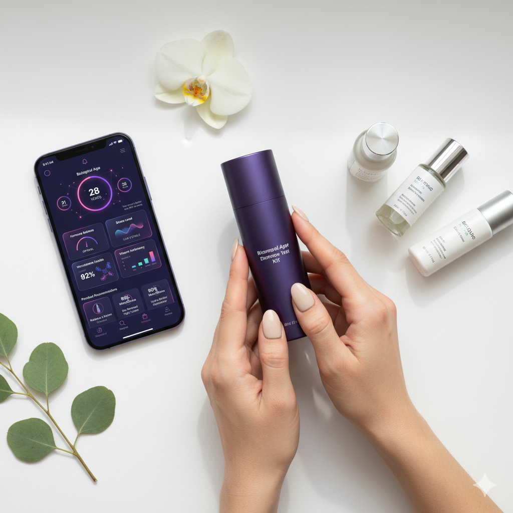 Woman using BioAesthetica app